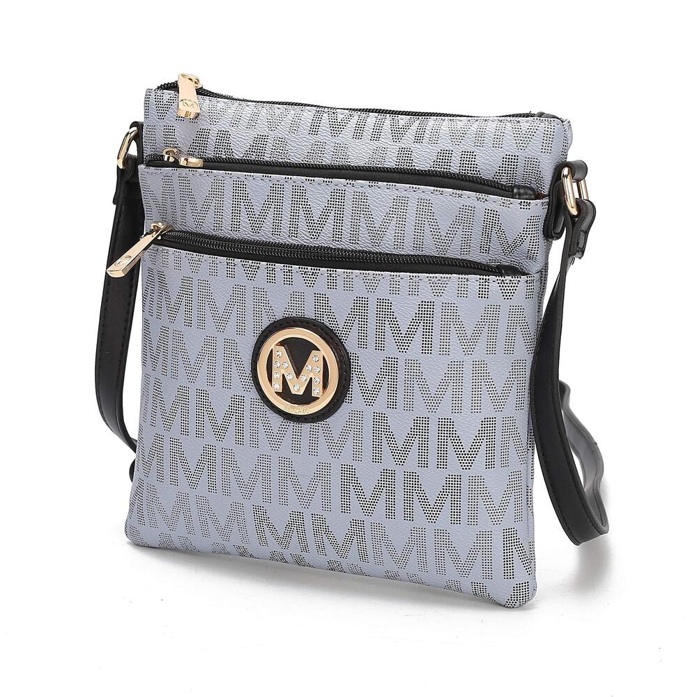 9550 Crossbody Bag , Vegan Leather Triple Zipper Handbag Crossover Bag